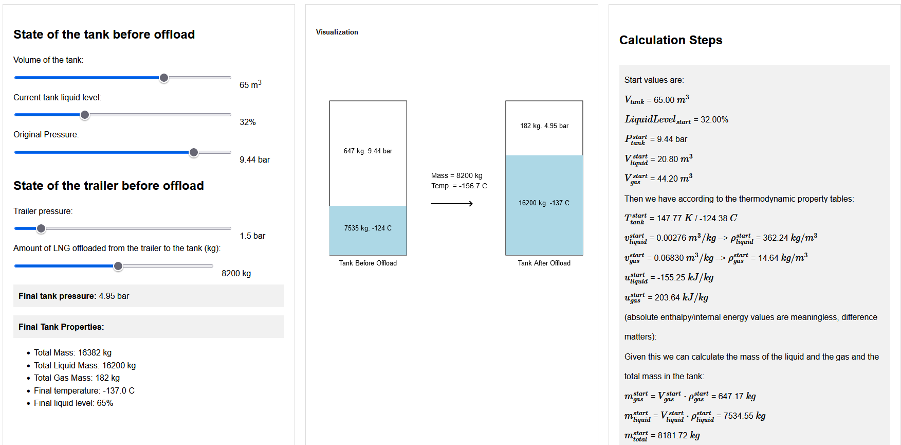 LNG Calculator Screenshot